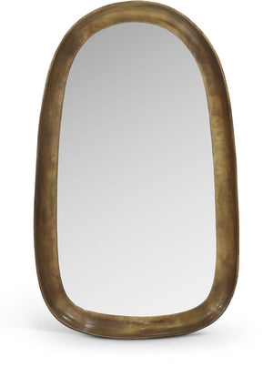 Meridian Furniture Auberge Antique Aluminum Rectangular Wall Mirror Slim Frame for Entryway or Bedroom Accent Brass Style A 66001Brass-M