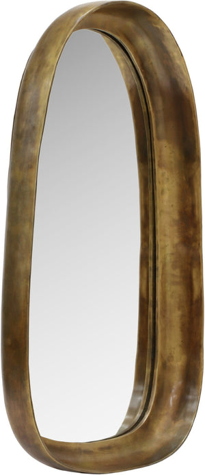 Meridian Furniture Auberge Antique Aluminum Rectangular Wall Mirror Slim Frame for Entryway or Bedroom Accent Brass Style A 66001Brass-M