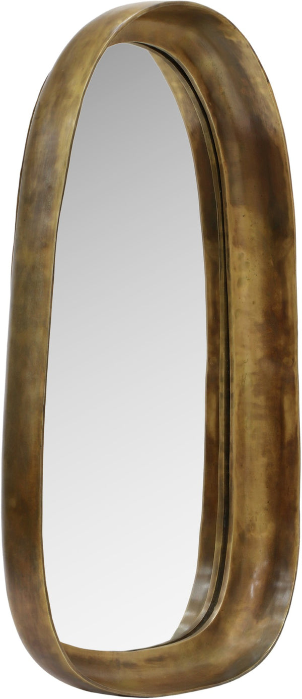 Meridian Furniture Auberge Antique Aluminum Rectangular Wall Mirror Slim Frame for Entryway or Bedroom Accent Brass Style A 66001Brass-M