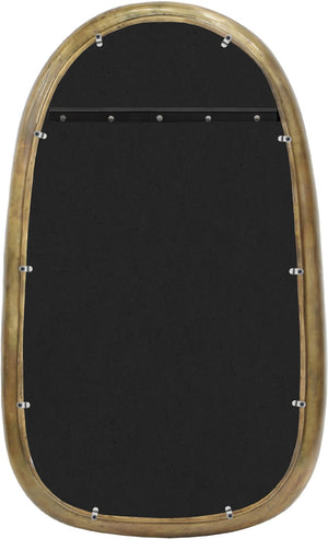 Meridian Furniture Auberge Antique Aluminum Rectangular Wall Mirror Slim Frame for Entryway or Bedroom Accent Brass Style A 66001Brass-M