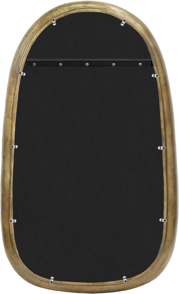 Meridian Furniture Auberge Antique Aluminum Rectangular Wall Mirror Slim Frame for Entryway or Bedroom Accent Brass Style A 66001Brass-M