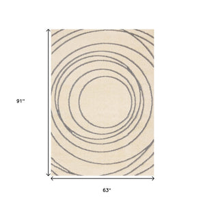 HomeRoots 5' Cream and Gray Abstract Area Rug - Modern Design, Soft High-Pile, Stain-Resistant for Any Space 5' X 8' 660021