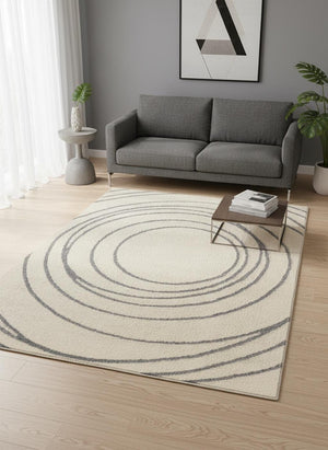 HomeRoots 5' Cream and Gray Abstract Area Rug - Modern Design, Soft High-Pile, Stain-Resistant for Any Space 5' X 8' 660021