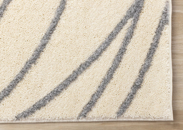 HomeRoots 5' Cream and Gray Abstract Area Rug - Modern Design, Soft High-Pile, Stain-Resistant for Any Space 5' X 8' 660021
