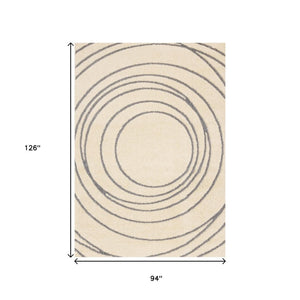 HomeRoots 5' Cream and Gray Abstract Area Rug - Modern Design, Soft High-Pile, Stain-Resistant for Any Space 8' X 11' 660022