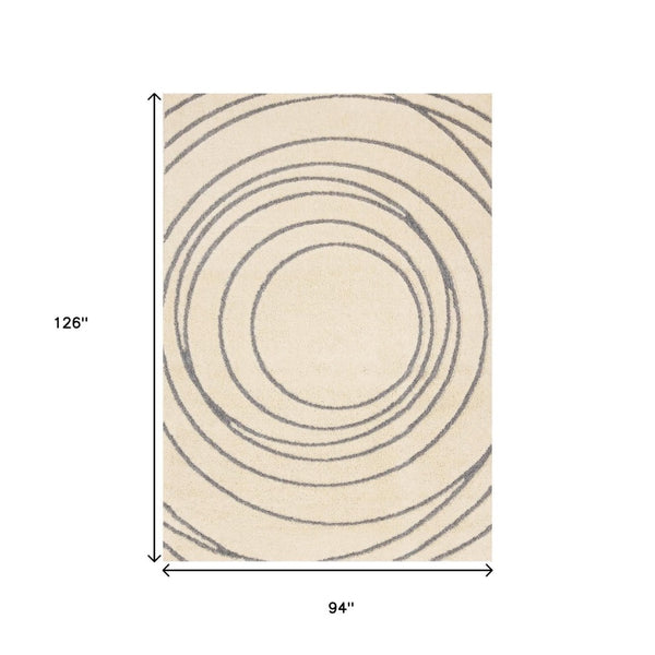 HomeRoots 5' Cream and Gray Abstract Area Rug - Modern Design, Soft High-Pile, Stain-Resistant for Any Space 8' X 11' 660022