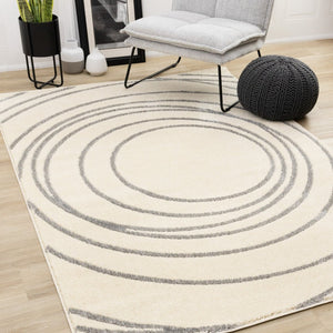 HomeRoots 5' Cream and Gray Abstract Area Rug - Modern Design, Soft High-Pile, Stain-Resistant for Any Space 8' X 11' 660022