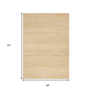 HomeRoots 5' Hand-Woven Jute Geometric Area Rug in Beige and Cream – Durable, Stylish, Perfect for Any Room 5' X 8' 660023