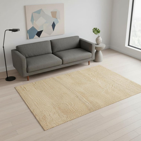 HomeRoots 5' Hand-Woven Jute Geometric Area Rug in Beige and Cream – Durable, Stylish, Perfect for Any Room 5' X 8' 660023