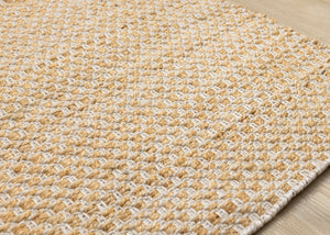 HomeRoots 5' Hand-Woven Jute Geometric Area Rug in Beige and Cream – Durable, Stylish, Perfect for Any Room 5' X 8' 660023