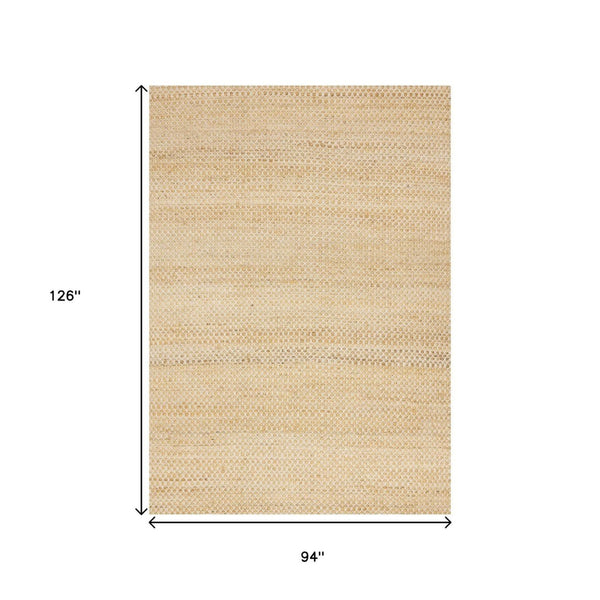 HomeRoots 5' Hand-Woven Jute Geometric Area Rug in Beige and Cream – Durable, Stylish, Perfect for Any Room 8' X 11' 660024