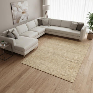 HomeRoots 5' Hand-Woven Jute Geometric Area Rug in Beige and Cream – Durable, Stylish, Perfect for Any Room 8' X 11' 660024