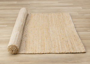 HomeRoots 5' Hand-Woven Jute Geometric Area Rug in Beige and Cream – Durable, Stylish, Perfect for Any Room 8' X 11' 660024
