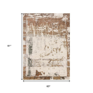 HomeRoots 5' Abstract Beige and Brown Area Rug - Stylish, Durable Design for Modern Homes with Kids and Pets 5' X 8' 660029