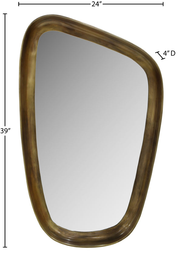 Meridian Furniture Auberge Antique Aluminum Rectangular Wall Mirror Slim Frame for Entryway or Bedroom Accent Brass Style B 66002Brass-M