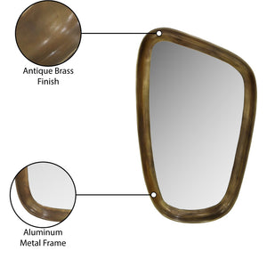 Meridian Furniture Auberge Antique Aluminum Rectangular Wall Mirror Slim Frame for Entryway or Bedroom Accent Brass Style B 66002Brass-M
