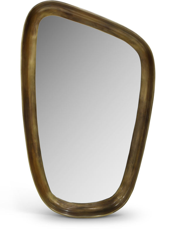 Meridian Furniture Auberge Antique Aluminum Rectangular Wall Mirror Slim Frame for Entryway or Bedroom Accent Brass Style B 66002Brass-M