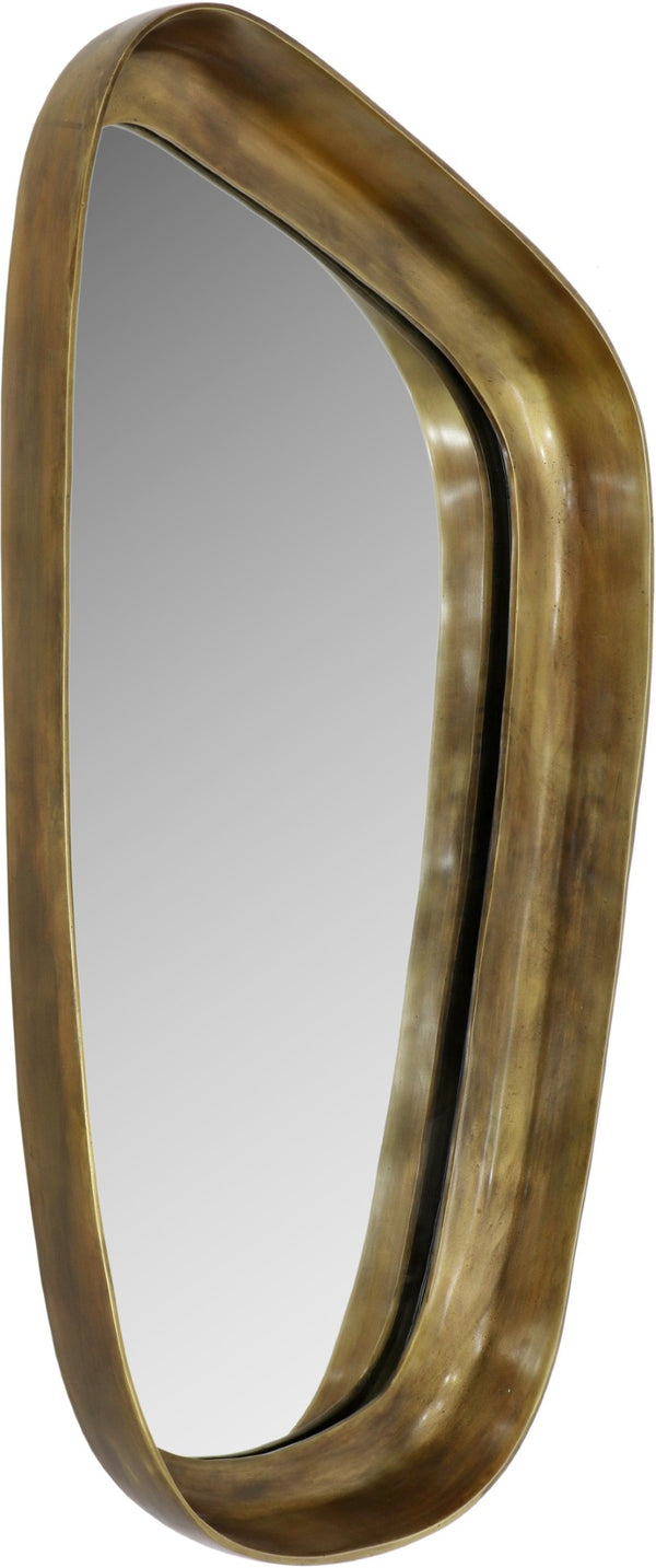 Meridian Furniture Auberge Antique Aluminum Rectangular Wall Mirror Slim Frame for Entryway or Bedroom Accent Brass Style B 66002Brass-M
