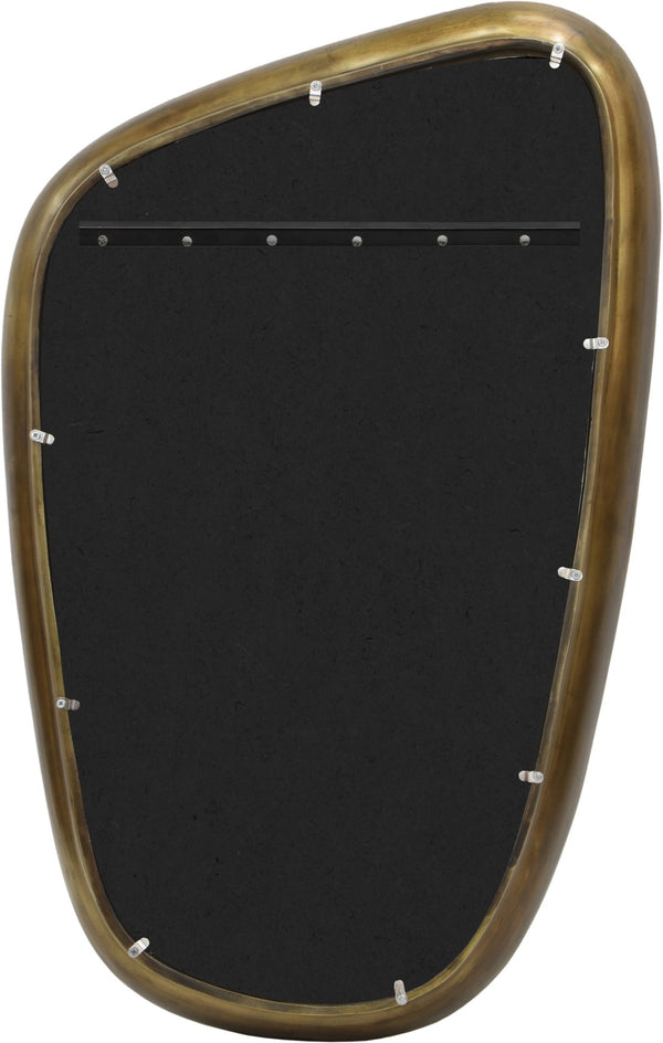 Meridian Furniture Auberge Antique Aluminum Rectangular Wall Mirror Slim Frame for Entryway or Bedroom Accent Brass Style B 66002Brass-M