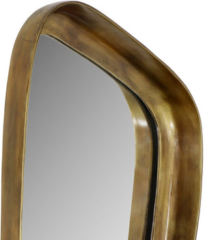 Meridian Furniture Auberge Antique Aluminum Rectangular Wall Mirror Slim Frame for Entryway or Bedroom Accent Brass Style B 66002Brass-M