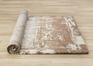 HomeRoots 5' Abstract Beige and Brown Area Rug - Stylish, Durable Design for Modern Homes with Kids and Pets 8' X 11' 660030