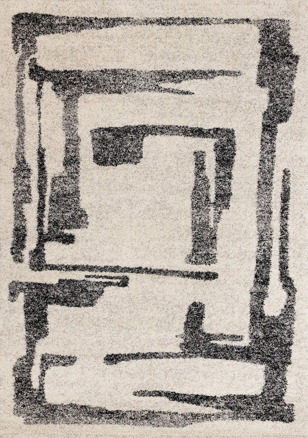 HomeRoots 5' Contemporary Beige and Black Abstract Area Rug – Plush, Durable, Perfect for Modern Homes 5' X 8' 660031