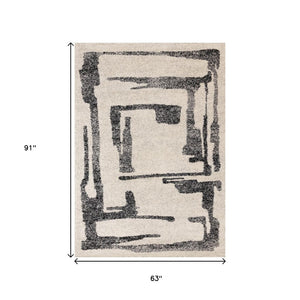 HomeRoots 5' Contemporary Beige and Black Abstract Area Rug – Plush, Durable, Perfect for Modern Homes 5' X 8' 660031