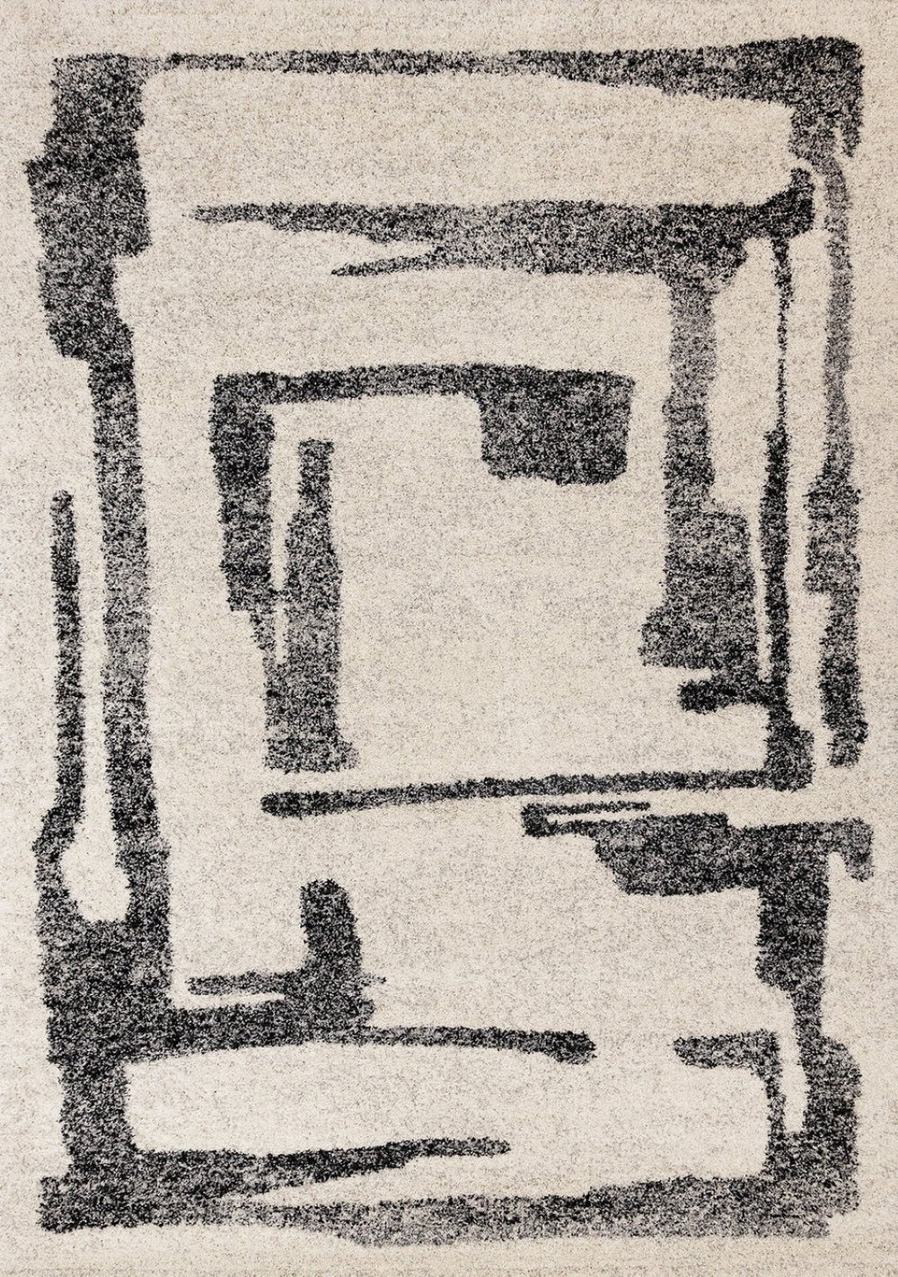 HomeRoots 5' Contemporary Beige and Black Abstract Area Rug – Plush, Durable, Perfect for Modern Homes 8' X 11' 660032