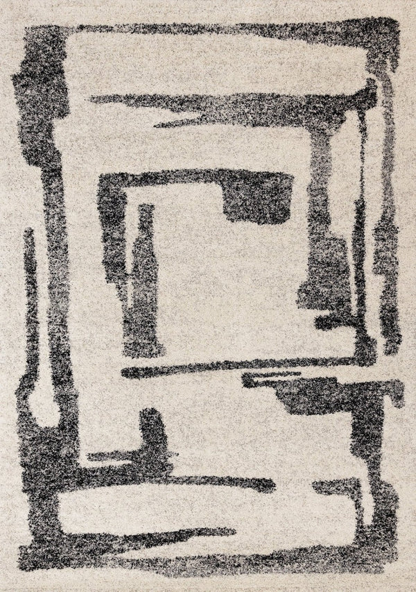 HomeRoots 5' Contemporary Beige and Black Abstract Area Rug – Plush, Durable, Perfect for Modern Homes 8' X 11' 660032