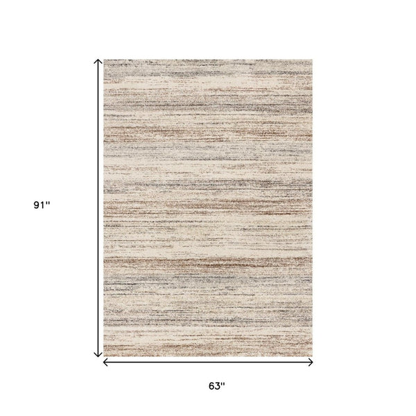 HomeRoots 5' Modern White and Orange Abstract Area Rug - Stylish, Durable, Soft Pile for High-Traffic Spaces 5' X 8' 660033
