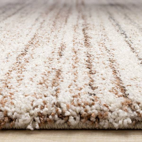 HomeRoots 5' Modern White and Orange Abstract Area Rug - Stylish, Durable, Soft Pile for High-Traffic Spaces 5' X 8' 660033