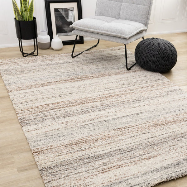 HomeRoots 5' Modern White and Orange Abstract Area Rug - Stylish, Durable, Soft Pile for High-Traffic Spaces 8' X 11' 660034