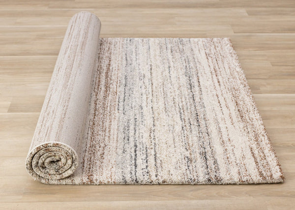 HomeRoots 5' Modern White and Orange Abstract Area Rug - Stylish, Durable, Soft Pile for High-Traffic Spaces 8' X 11' 660034