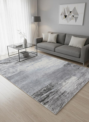 HomeRoots 4' Modern Abstract Area Rug in White and Gray - Soft, Durable, and Stain-Resistant Stylish Floor Accent 5' X 8' 660036