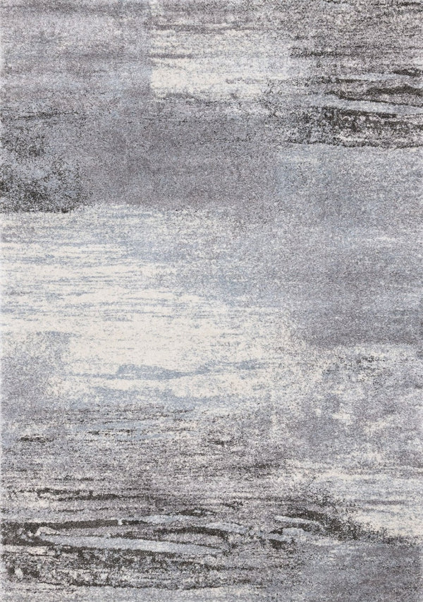 HomeRoots 4' Modern Abstract Area Rug in White and Gray - Soft, Durable, and Stain-Resistant Stylish Floor Accent 8' X 11' 660038