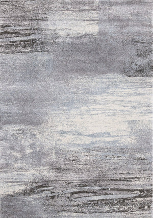 HomeRoots 4' Modern Abstract Area Rug in White and Gray - Soft, Durable, and Stain-Resistant Stylish Floor Accent 2' X 8' 660039