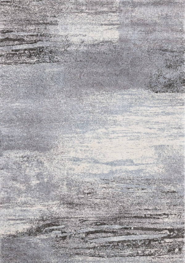 HomeRoots 4' Modern Abstract Area Rug in White and Gray - Soft, Durable, and Stain-Resistant Stylish Floor Accent 2' X 8' 660039