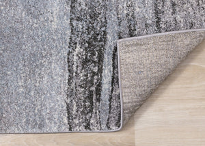 HomeRoots 4' Modern Abstract Area Rug in White and Gray - Soft, Durable, and Stain-Resistant Stylish Floor Accent 2' X 8' 660039
