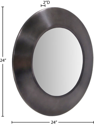Meridian Furniture Sphere Round Iron Wall Mirror Open Frame Sculptural Accent for Entryways and Living Rooms Black 24 inches 66003Black-24M