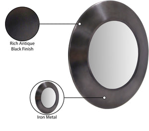 Meridian Furniture Sphere Round Iron Wall Mirror Open Frame Sculptural Accent for Entryways and Living Rooms Black 24 inches 66003Black-24M