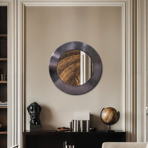 Meridian Furniture Sphere Round Iron Wall Mirror Open Frame Sculptural Accent for Entryways and Living Rooms Black 24 inches 66003Black-24M