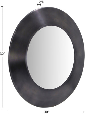 Meridian Furniture Sphere Round Iron Wall Mirror Open Frame Sculptural Accent for Entryways and Living Rooms Black 30 inches 66003Black-30M