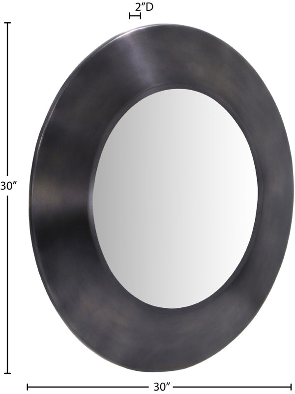 Meridian Furniture Sphere Round Iron Wall Mirror Open Frame Sculptural Accent for Entryways and Living Rooms Black 30 inches 66003Black-30M