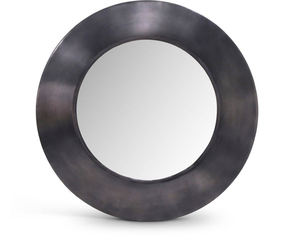 Meridian Furniture Sphere Round Iron Wall Mirror Open Frame Sculptural Accent for Entryways and Living Rooms Black 30 inches 66003Black-30M