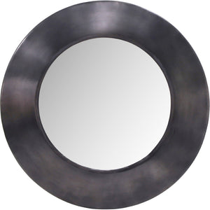 Meridian Furniture Sphere Round Iron Wall Mirror Open Frame Sculptural Accent for Entryways and Living Rooms Black 30 inches 66003Black-30M