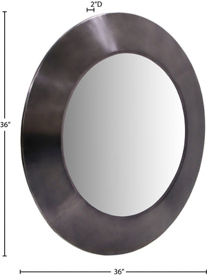Meridian Furniture Sphere Round Iron Wall Mirror Open Frame Sculptural Accent for Entryways and Living Rooms Black 36 inches 66003Black-36M