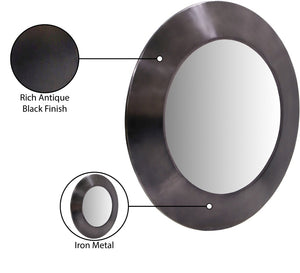 Meridian Furniture Sphere Round Iron Wall Mirror Open Frame Sculptural Accent for Entryways and Living Rooms Black 36 inches 66003Black-36M