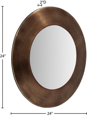 Meridian Furniture Sphere Round Iron Wall Mirror Open Frame Sculptural Accent for Entryways and Living Rooms Brown 24 inches 66003Brown-24M