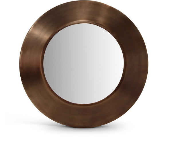 Meridian Furniture Sphere Round Iron Wall Mirror Open Frame Sculptural Accent for Entryways and Living Rooms Brown 24 inches 66003Brown-24M