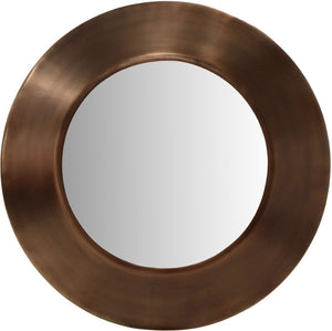 Meridian Furniture Sphere Round Iron Wall Mirror Open Frame Sculptural Accent for Entryways and Living Rooms Brown 24 inches 66003Brown-24M